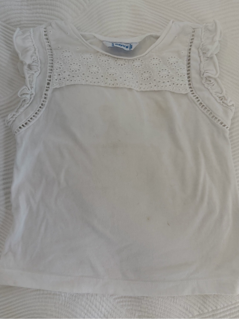 Mayoral White Eyelet Ruffle Tank Top - size 5